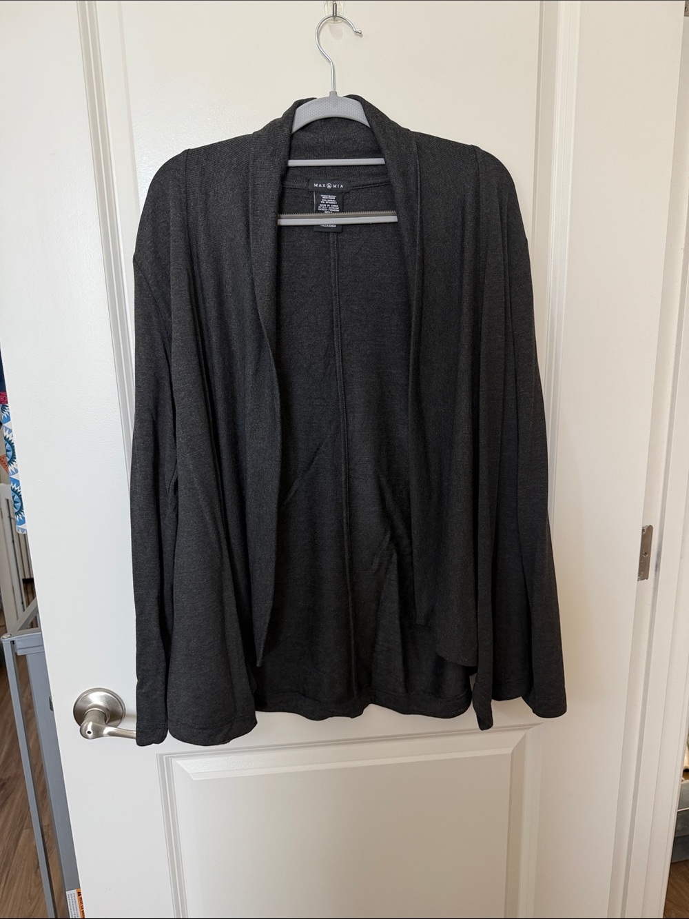 Dark Gray Open Front Cardigan
